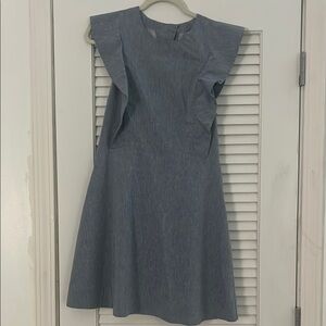 Chic Denim Ruffle Sleeve Mini Dress